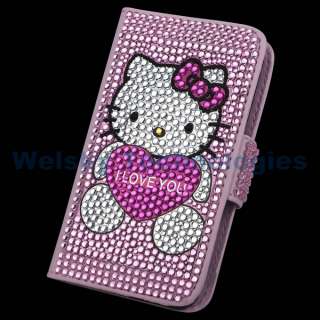 PINK HELLO KITTY LEATHER BLING FLIP CASE FOR IPHONE 4S 4 4G 4Gs PC99 