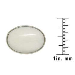 Silvertone White Jade Ring  