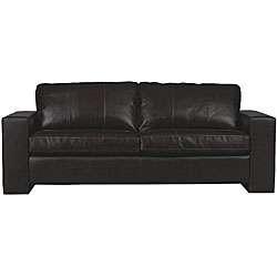 Jordan Dark Brown Leather Sofa  Overstock