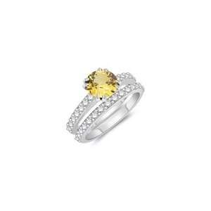 0.64 Cts Diamond & 1.29 Cts Yellow Sapphire Engagement 