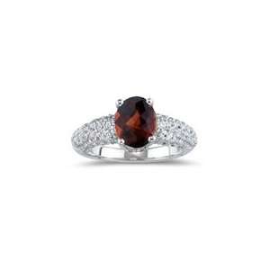  1.28 Cts Diamond & 2.10 Cts Garnet Ring in 18K White Gold 