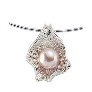  16 Omega Necklace with Pink Pearl Pendant Sterling Silver 