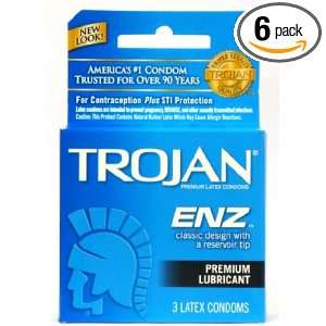  Trojan ENZ Latex Condoms, Premium Lubricant, 3 Per Box 