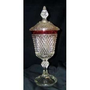   Ruby Flash Point Diamond Compote Candy Dish 