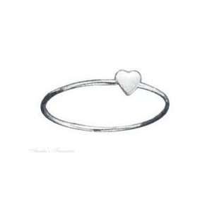    Sterling Silver Single Heart Ring On Thin Band Size 9: Jewelry