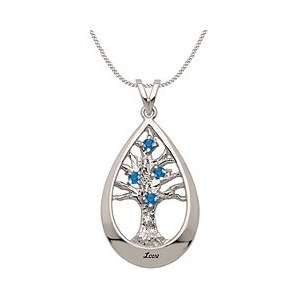  Sapphire Birthstone Family Tree Necklace: Jewelry