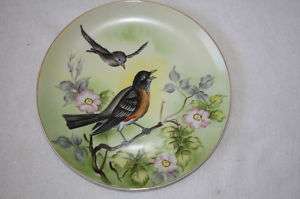 Antique Vintage Bird Plate Lot of 2 Robin  