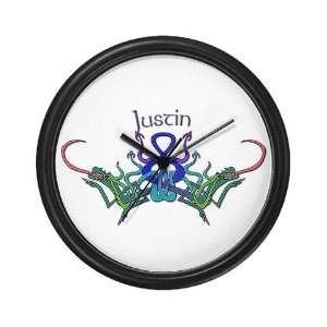  Justins Celtic Dragons Name Cool Wall Clock by  
