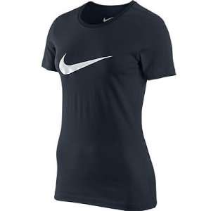  Women?s Nike Club Soft Obsidian Swoosh Crew Shirt Sports 