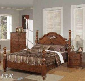 NEW COUNTRY PONDEROSA QUEEN WALNUT WOOD FOUR POST BED  