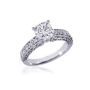 10 Ct Cushion Cut Diamond Vintage Engagement Ring Pave Set 14K SI2 E 
