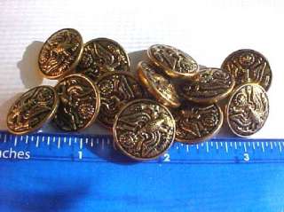 Vintage 12 GOLD EAGLE OLIVE BRANCH MILITARY BUTTONS F/S  