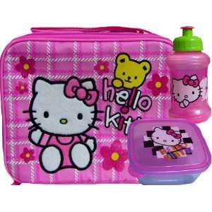  New Hello Kitty Pink Stripes Lunch Box & Container + Water Free 