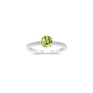  0.18 Cts Diamond & 1.22 Cts Peridot Engagement Ring in 14K 
