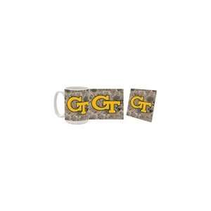 Georgia Tech Yellow Jackets Camo Mug & Coaster Set:  Sports 