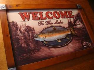LARGE WELCOME TO THE LAKE SIGN Rustic Fisherman Cabin Fishing Lodge 