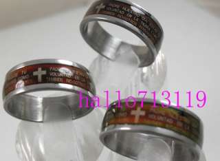 36pcs Mood Lords Prayer Bible Cross Stainless steel RINGS WHOLESALE 