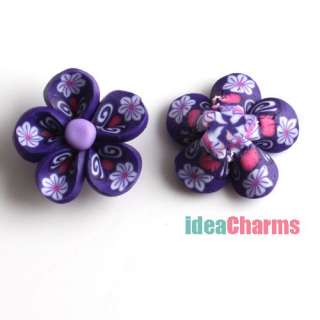 Wholesale 20 Pcs Handmade Multicolor Fimo Flower Polymer Clay Charm 