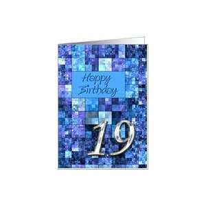  19th Birthday, Blue Digital Art Squares Card Toys & Games