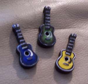 Peruvain Ceramic Blue Green Yellow Guitar Focal Bead  