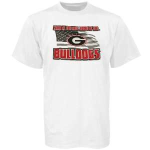 Georgia Bulldogs White Land of the Free T shirt  Sports 