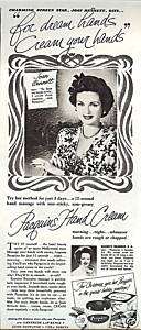 40s vintage PACQUINS Hand Cream AD~joan bennett~1948  