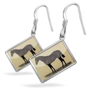  Earrings Black Horsewith French Sterling Silver Earring 