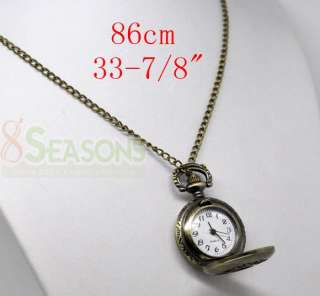 Bronze Tone Necklace Chain Quartz Pocket Watch B12534  