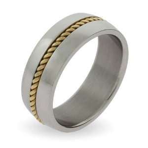  Mens Gold Braid Stainless Steel Band Size 9 (Sizes 9 10 