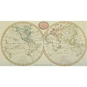  Antique Map of the World Modern,1807