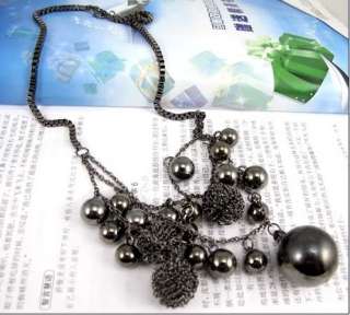 Korean Lovely Gun Black Ball Mulitlayer Chain Valentines Necklace 