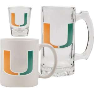  Miami Hurricanes Glassware Set Logo Tankard, Coffee Mug 