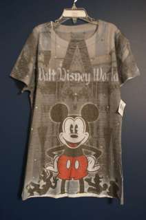 Disney World Rhinestone MICKEY Castle T Shirt Jrs XXL  