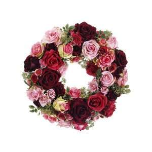   Valentines Red Artificial Rose Evergreen Wreaths 15.5 Home & Kitchen