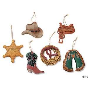  6 WILD WEST Cowboy CHRISTMAS TREE ORNAMENTS holiday