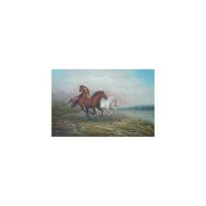 24x36 Horses Running Free   Professionally Stretched  