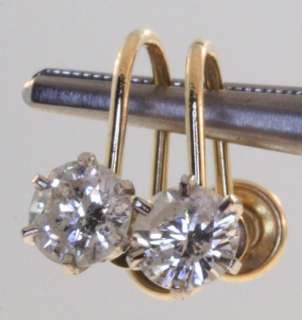   .92ct diamond clip screw back earrings vintage estate antique  