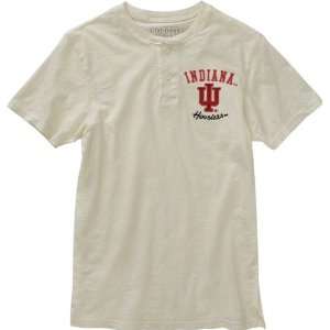 Indiana Hoosiers White Slub Knit Cotton Henley T Shirt  