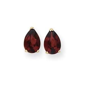  14k 9x6mm Pear Garnet Checker Earrings West Coast Jewelry 
