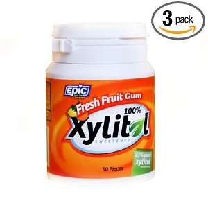   Dental 100% Xylitol Sweetened Gum, Fresh Fruit, 50 Count (Pack of 3