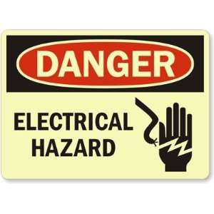   Hazard (with graphic) Glow Aluminum Sign, 14 x 10 Office Products