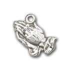 Expressions Silver Baby Child/Lapel Badge Medal w/Praying Hands Charm 