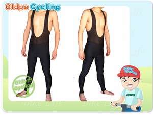 New LONG Cycling bib shorts with gel pads BLACK  
