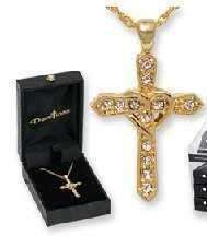 Necklace Grace Cross with Heart Pendant Gold Crystal  