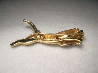 Estate 14K Yellow Gold Ruby Jaguar Panther Pin Brooch  