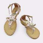 Blancho Bedding Light Gold Cutout Flats Sandals Womens Shoes US07