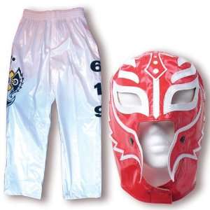  WWE Rey Mysterio Red & White Replica Kid Size Mask & Pants 