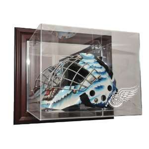 Goalie Mask Case Up Display Case, Mahogany   Sports Memorabilia