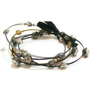 Wire Whisper Bracelet Set of 5 Silver, Black, and Gold Wire Bracelets 