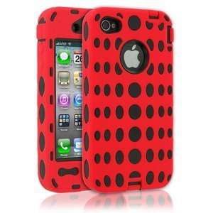   Shock Case for Apple iPhone 4   Black/Red Cell Phones & Accessories